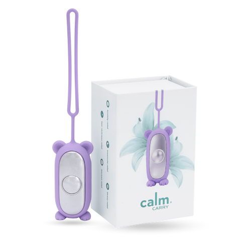 Purple CalmCarry® Kids Mini Bear device by Glowco